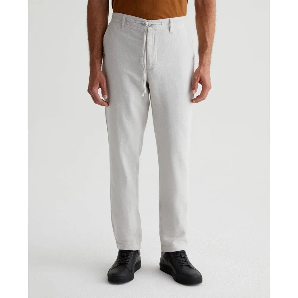 AG Adriano Goldschmied Linen Pants Mens 28 Beige Garreth Jogger Trouser NEW